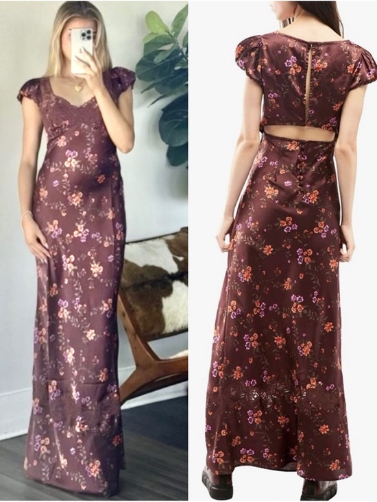 Free People Dresses & Skirts - Free People Butterfly Babe Cutout Lace Maxi Dress - Floral Brown
